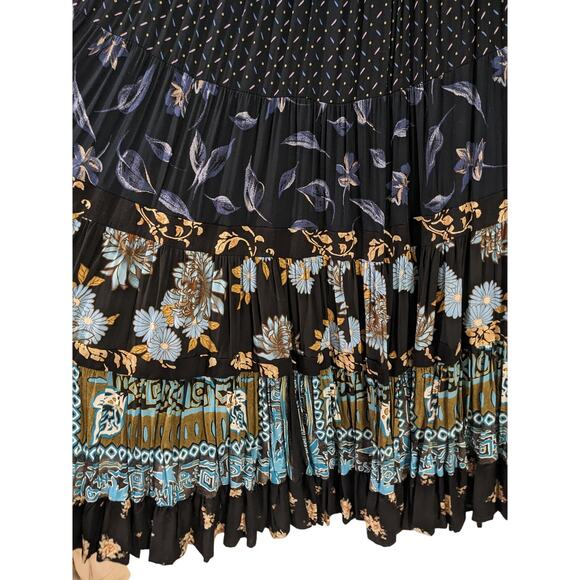 Vintage 1970's Anna Konya Floral Pleated Six Tier Maxi Skirt - Picture 3 of 5